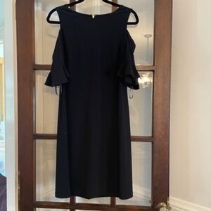 Tommy Hilfiger Black Cold Shoulder Dress with Short Bell Sleeves, Size 8